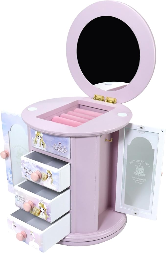 Purple Jewelry Box for Girls - Kids Organizer Little Girl Gift