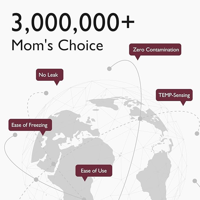 Momcozy Breastmilk Storing Bags, Temp-Sensing Discoloration Milk Storing Bags for Breastfeeding, Disposable Milk Storage Bag with 6 Ounce Self Standing, No-Leak Milk Freezer Storage Pouches, 50pcs