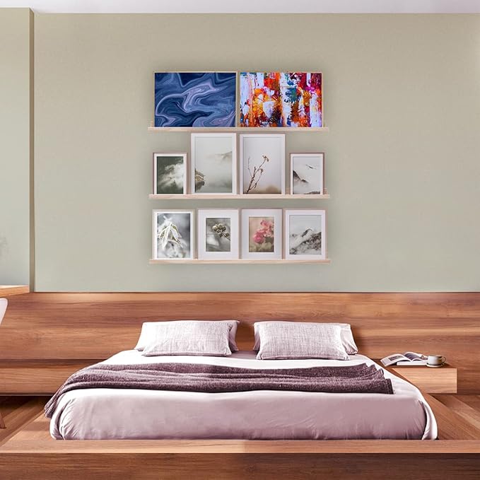 AZSKY 36 Inch Floating Shelves,Wall-Mounted Photo Ledge Shelves Set of 3,Natural Wood Shelves for Display Items What You Want,3 Same Sizes