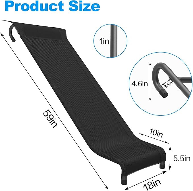 Universal Trampoline Ladder Trampoline Slide for Kids Climb Up & Slide Down, Outdoor Trampoline Slide Attachment, Easy to Install, Fit All Kinds of Trampolines, Black