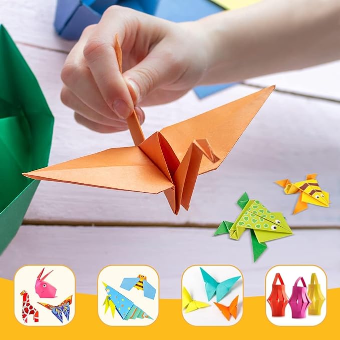 Pigipigi Kids Craft Origami Paper Kit for Kids Ages 5-8 8-12, with Guiding Book, 208 Sheets DIY Art and Crafts Supplies, Colorful Folding Papers Set Projects Gifts Activity for Boy Girl Toys(Cartoon)