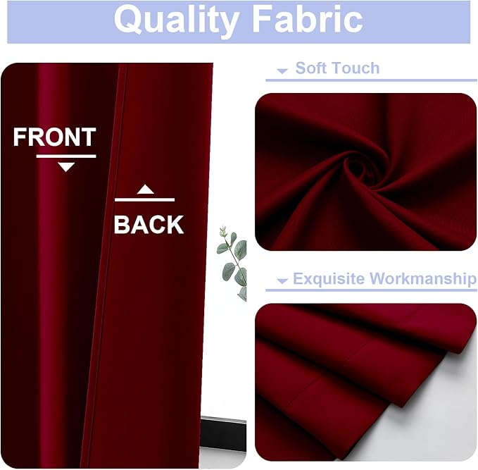 Simplebrand Ava Red Short 36 Inches Blackout Curtain 2 Panels Set, Half Window Rod Pocket Privacy Curtain Tiers for Kitchen, Curtains Blackout for Bathroom Shades, W40 x L36 Inch, Red