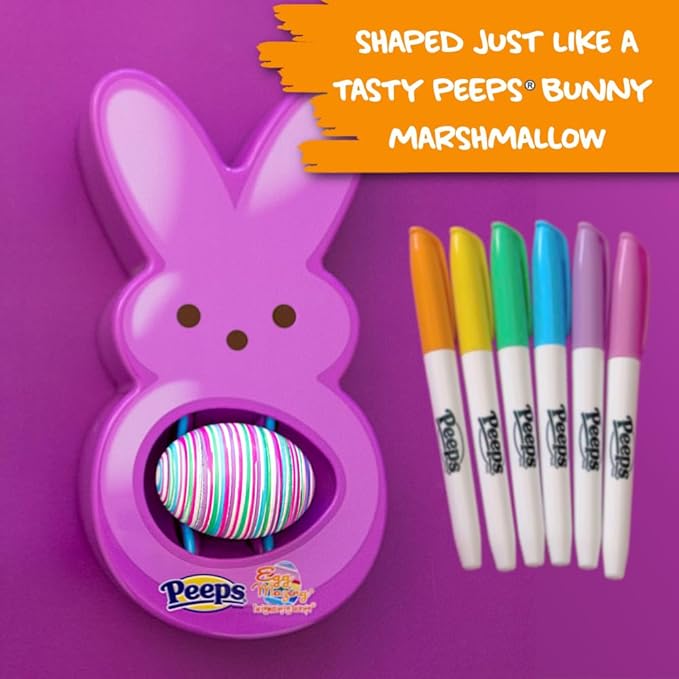 The Eggmazing Egg Decorator - Peeps Bunny - Arts and Craft Set Includes 6 Colorful Quick Drying, Non-Toxic Markers - Purple - Packaging May Vary