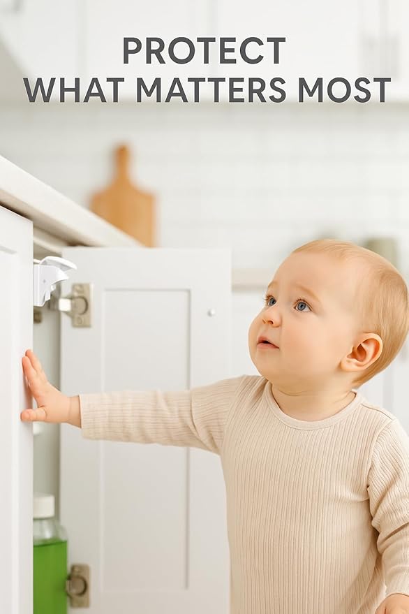 Magnetic Cabinet and Drawer Lock – 20-Piece Child Safety Lock Set + 2 Keys – Easy Installation No Drilling Required – Invisible and Aesthetic Design