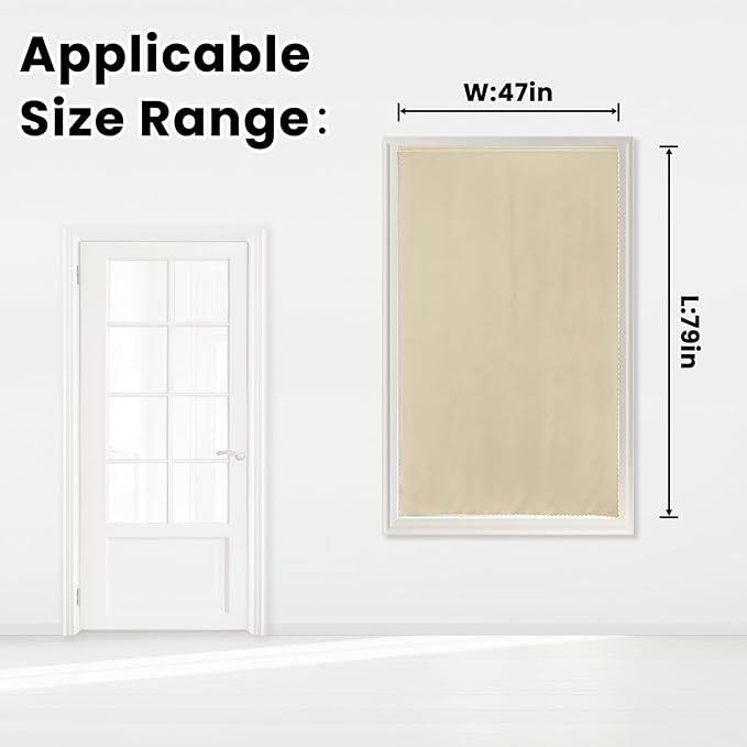 Self Adhesive Portable Blackout Curtains for Bedroom Easy to Install Window Thermal Lnsulated Kitchen Room Darkening Small Window Curtains, Cortinas Para Cuarto, 47"W X 79"L, Beige, 1 Panel