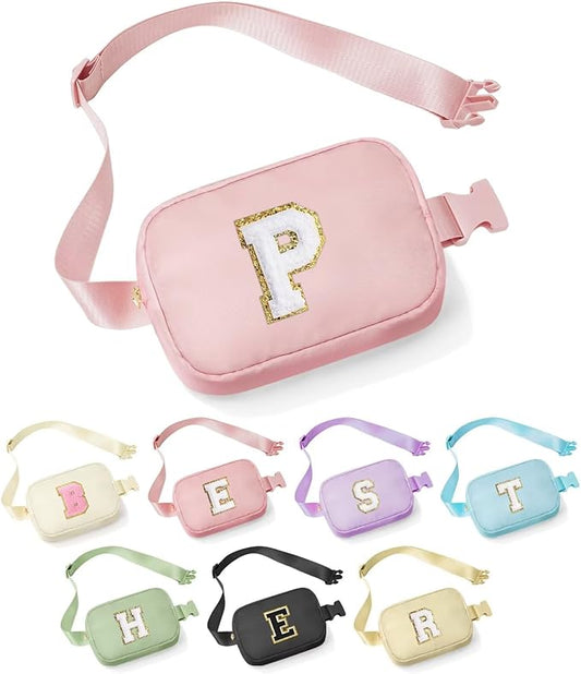 YOOLIFE Gifts for Girls - 5 to 16 Year Olds, Preppy Teen Girl Gifts - Pink Initial Crossbody Bag