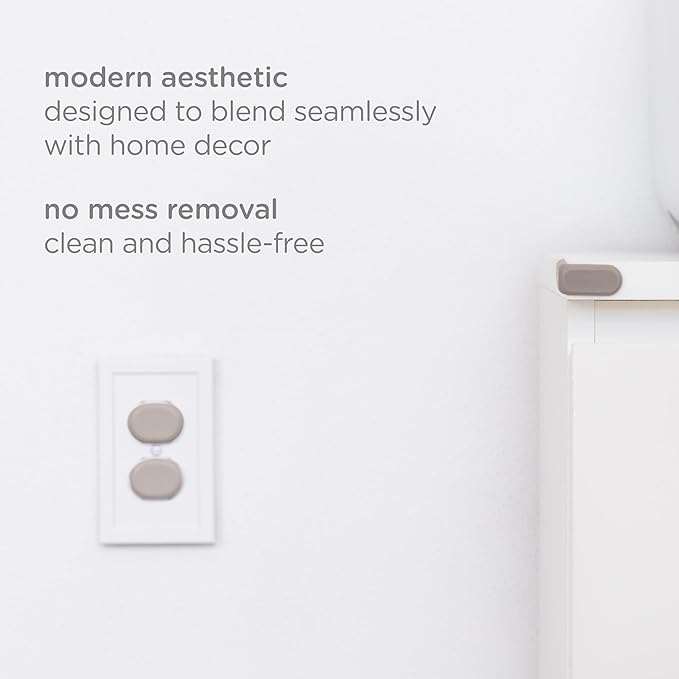 Ubbi Safety Bundle, Safeguarding and Baby Proofing Set, Includes 36 Outlet Covers, 16 Table Corner Protectors and 2 Pinch Guards, Child Safety Kit, Taupe