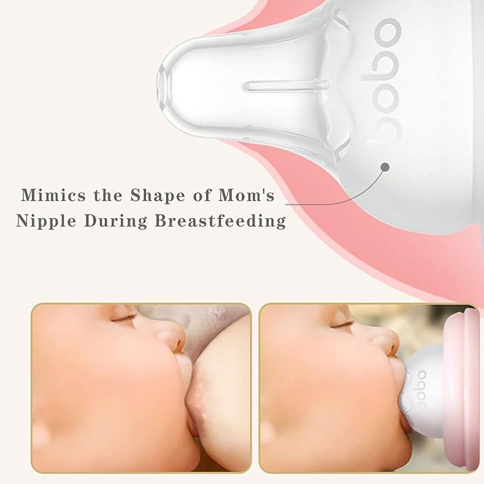 YOHKOH Natural Glass Baby Bottle with Natural Response Nipple, Newborn Anti-Colic Baby Bottles, Wide Neck Mushroom Cap Baby Bottle, Clear (Green, (8.8oz (Pack of 2))