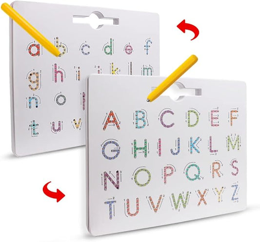 USATDD Magnetic Letters Practicing Board,Tracing ABC Alphabet Magnet Drawing Board Educational Preschool Practice Learning to Write Toys Montessori Uppercase&Lowercase Gift for Kids Toddlers