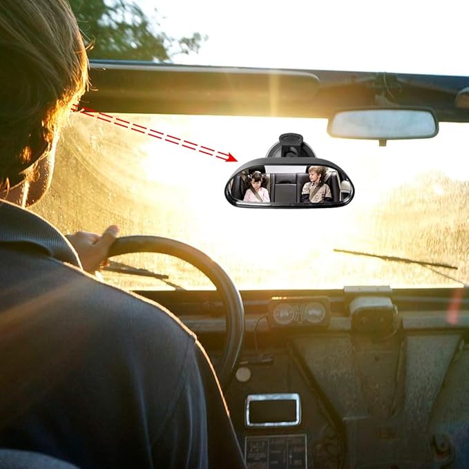 GES Rear View Mirror - 360 Degree Adjustable, Strengthen Suction Cup for Car - 5.9 x 2.2Inch - Black
