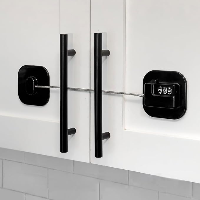 Child Safety Cabinet Locks, Fridge Lock with Combination, Closet Lock,Cabinet Lock,Child Proof Refrigerator Lock(Black 2Pcs)