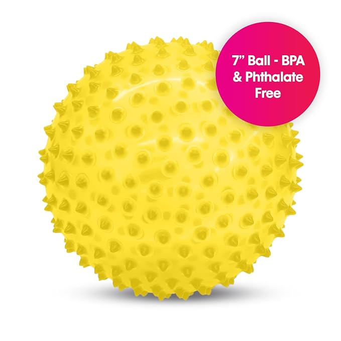 Edushape Original Sensory Ball for Baby - 7" Deflated with Pump, Transparent Yellow, Enhances Gross Motor Skills for Kids 6 Months & Up
