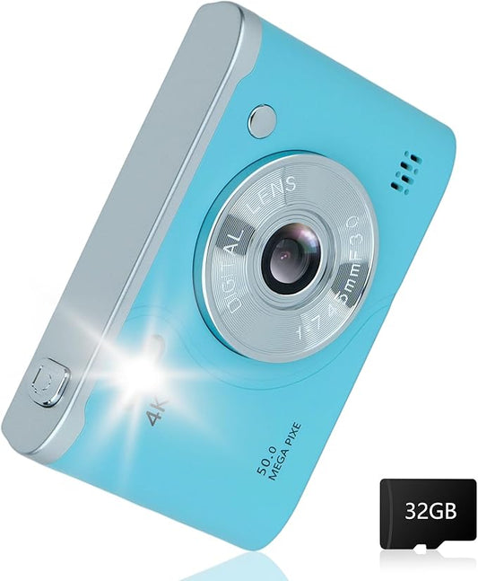 Digital Camera FHD 1080P Video & 8X Digital Zoom - Compact Point and Shoot Digital Camera with 2.4" Screen, 800mAh Rechargeable Battery - Portable Small Camera for Kids Teens Girls Boys (Teal)