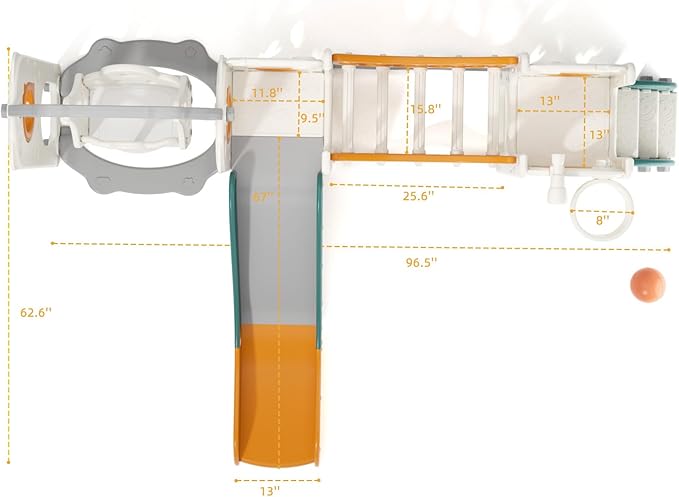 KORIMEFA 11 in 1 Toddler Slide and Swing Set, Kids Slide for Toddlers, Outdoor Indoor Playground for Toddlers 1-3, Toddler PlaySet with Basketball Hoop and Ball Golf Set, Climbing Arch(Yellow & Green)