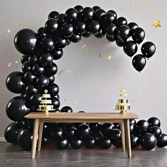 140pcs Black Round Balloons Different Sizes 18 12 10 5 Inch Latex Balloons for Arch Decoration Party Balloon Kit for Graduation Birthday Party Wedding Balloon Baby Shower Decoration
