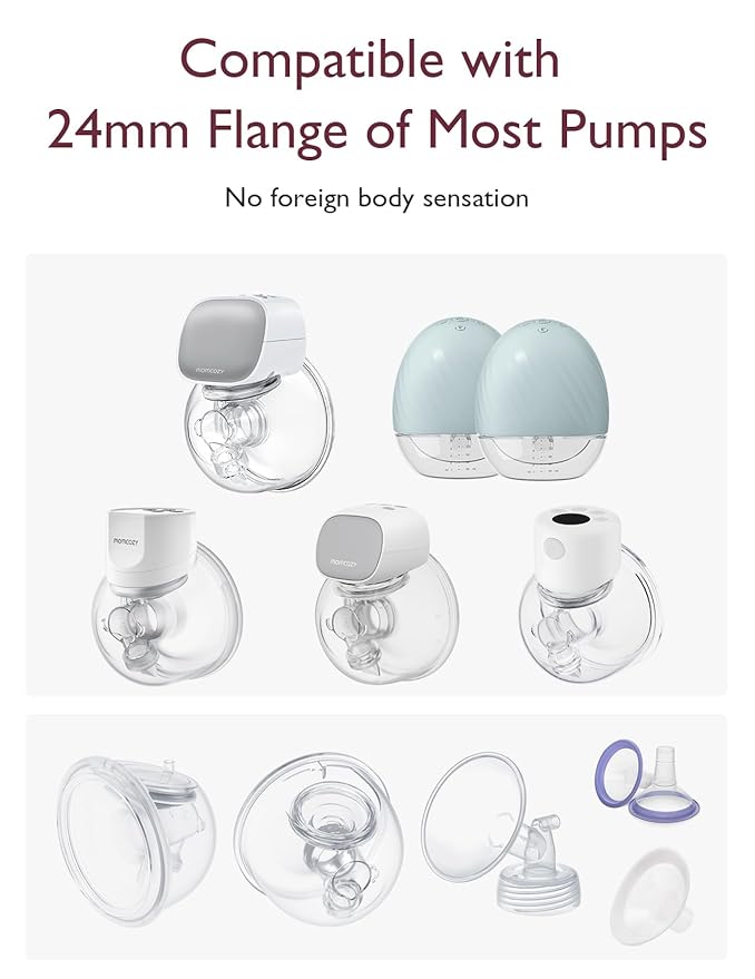 Momcozy Flange Insert 21mm Compatible with 24mm Flange/Shield of Most Pumps, Insert for Breast Pump Replacement Accessories, 4PCS 21mm