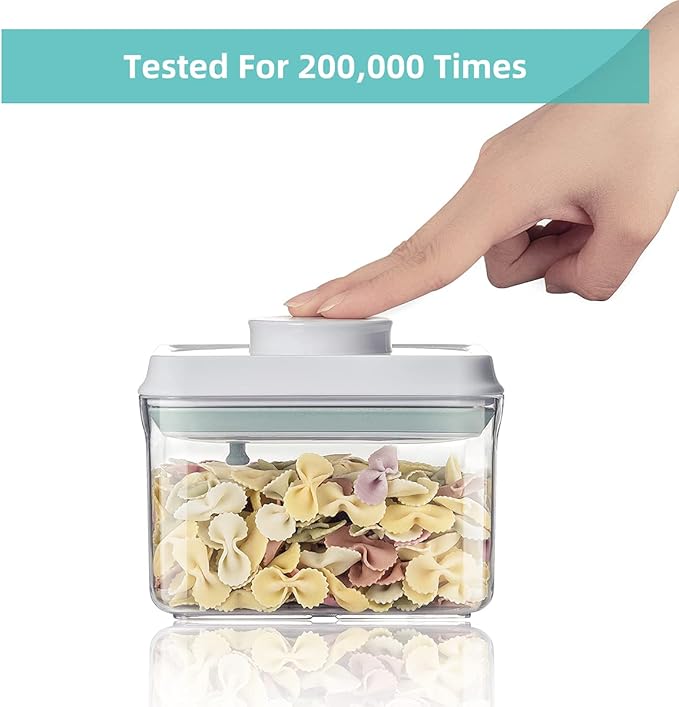 Ankou Airtight Food Storage Container - 0.32 QT （380ml Small Pop Up Food Containers With Lids, Bpa Free Stackable Container for Sugar Tea Candy- 8 Labels - Clear