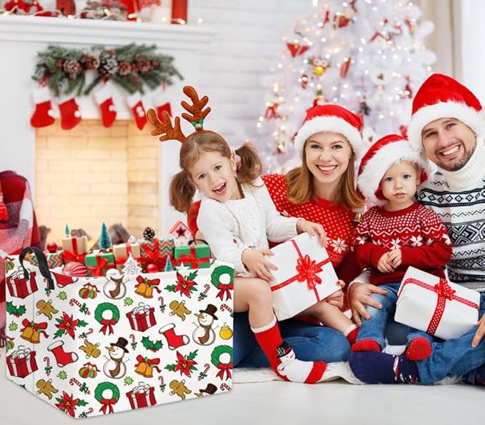 HIYAGON Rectangular Basket for Families Basket with Baby Storage Bin and Kids Toy Organizer Box for Boy and Girls - Christmas Room Decor