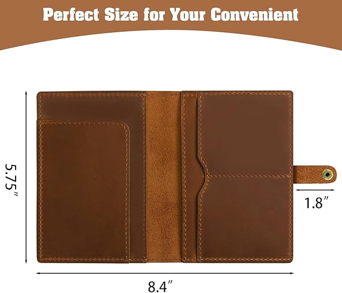 Jack&Chris Genuine Leather Passport Holder For Travel, RFID Blocking Handmade Passport Holder with Card Case Organized & Safe, Quality Travel Essentials for Women and Men for Gifting, Brown