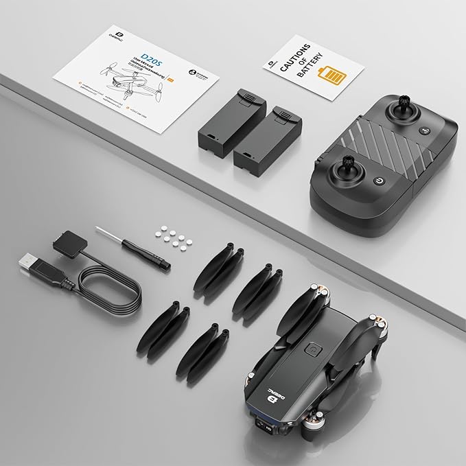 DEERC Drone with Camera 1080P, D20S FPV Mini Drones for Kids Adults Beginner; Foldable RC Quadcopter with Brushless Motor, 2 Batteries, Altitude Hold, Optical Flow, 3D Flips, Toy Gifts for Boys Girls