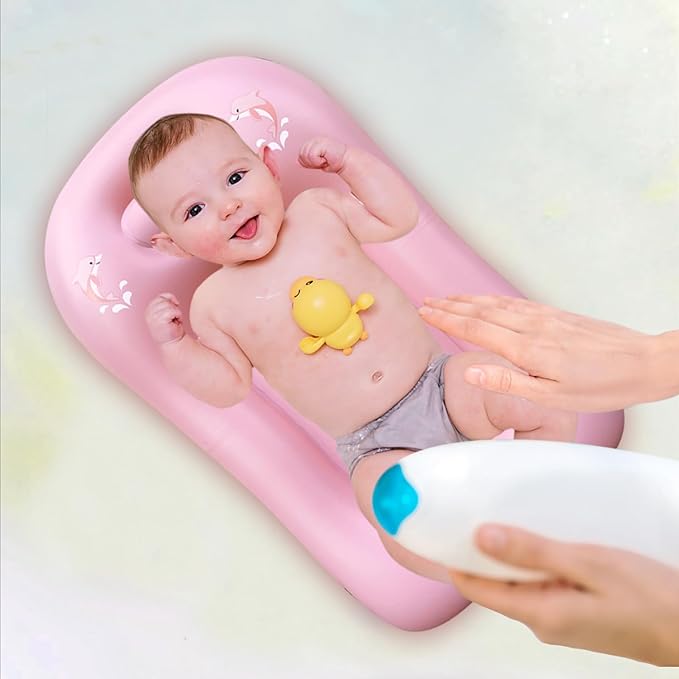 I Inflatable Baby Bathtub, Baby Tubs for Newborns to Toddlers, Infant Bathtub for Baby Travel Essential for Age from 0 to 6 Months,Baby Lounger Pillow for Newborn