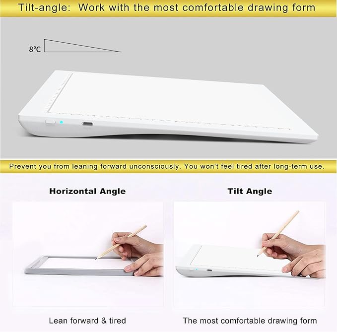 A4 Wireless Battery Powered Light Pad, TOHETO Tracing Light Box Dimmable Brightness Rechargeable LED Light Board Portable Cordless Copy Board for Artist Drawing Sketching X-ray Viewing (White)