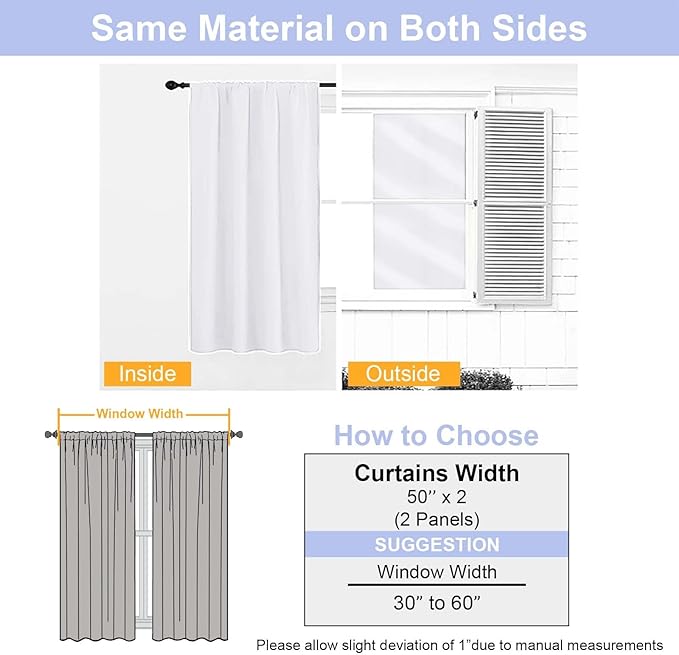 Simplebrand Ava Pure White Long 10ft Curtains for Patio 120 Inches Long 2 Panels Set, Solid Light Filtering Rod Pocket Window Treatment Curtains Room Darkening Drapes, 50" W x 120" L