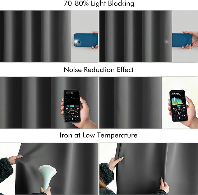 MIULEE Back Tab Grey Blackout Curtains 108 Inch Long 2 Panels Set for Living Room Bedroom Privacy, Rod Pocket/Pinch Pleated Extra Long Thermal Insulated Room Darkening Light Blocking Curtains/Drapes