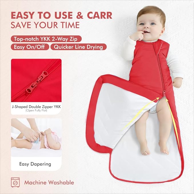 HAPIU Unisex Rayon Made from Bamboo Baby Sleep Sack TOG 1.0, 2-Way Zipper YKK, Wearable Blanket Baby