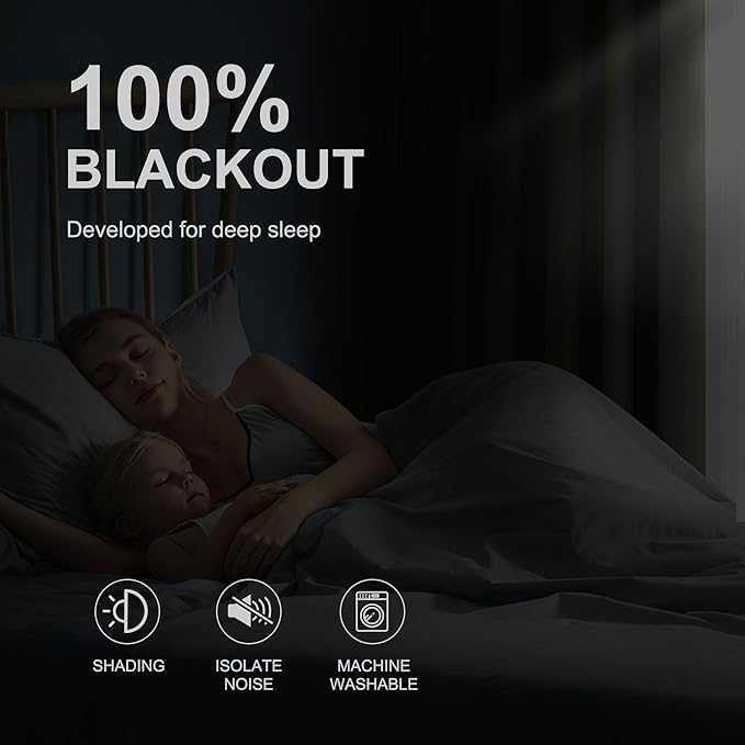 NICETOWN 100% Blackout Greyish Green Curtains 84 inches Long 2 Panels Set for Bedroom, Thermal Insulated Grommet Drapes, Room Darkening Curtain for Living Room(W52 x L84 Inch)