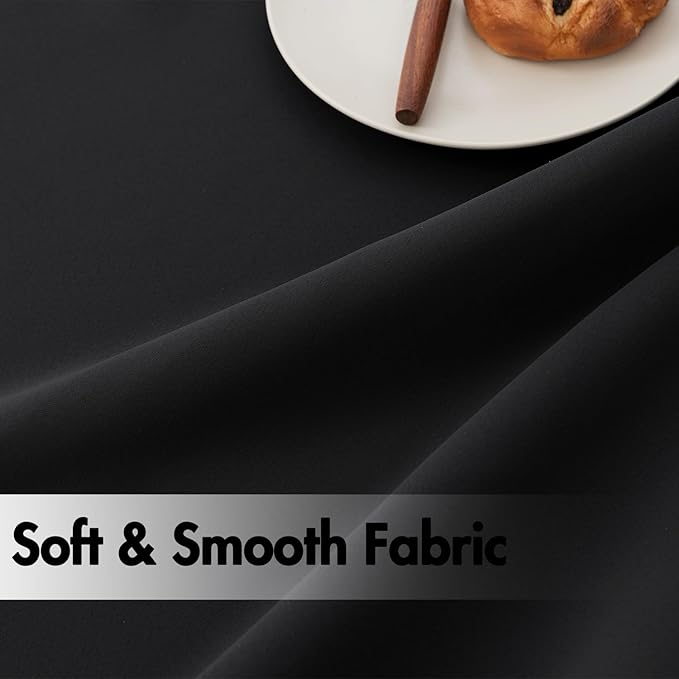 ANRODUO Back Tab Blackout Curtains for Bedroom Living Room, Rod Pocket Pinch Pleated Thermal Insulated Room Darkening Curtains 90 Inches Long 2 Panels, Black, 42 x 90 Inch