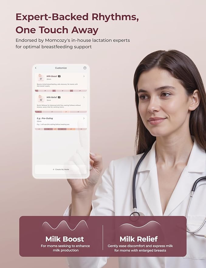 Momcozy Breast Pump Hands Free Upgraded Mobile Flow | M9, App Discreet Control with Personalized Multi-Modes & 15 Levels, Wearable Breast Pump 24mm, 1 Pack Gray