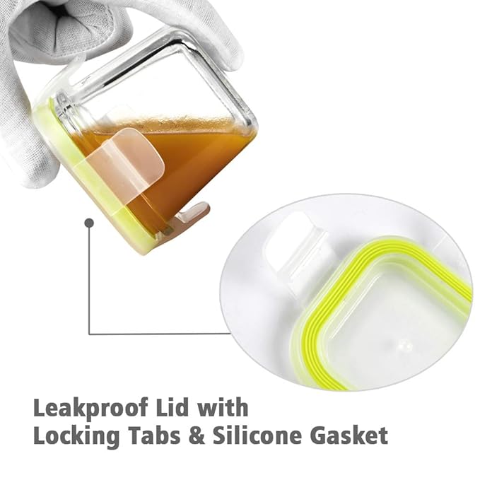 Matyz 4-Pack Glass Baby Food Storage Containers with Airtight Lids and Stackable Tray (Green, 3 OZ Each) - Small Freezer Storage Containers for Baby On The Go - Air Tight Food Storage Containers