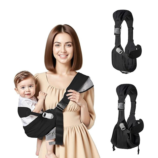 Baby Sling Carrier,Toddler Carrier, 2025 New Baby Sling with Waist Harness,Portable and Lightweight Sling,Non-Slip Hip Seat Carrying 25-60lbs(Black)