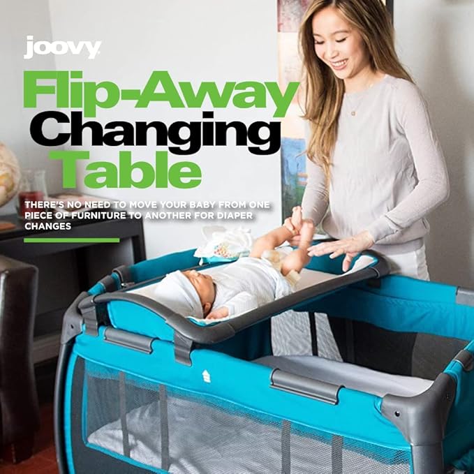 Joovy Room-Playard, Nursery Center, Bassinet, Changing-Table, Slate