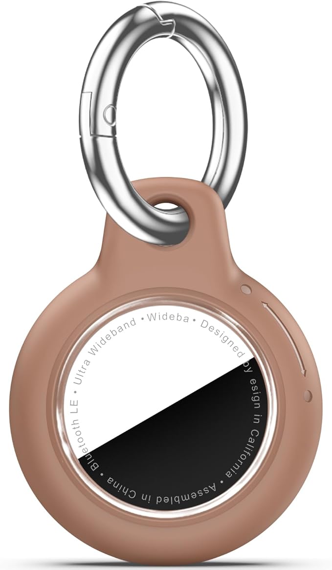 Upgrade Waterproof Airtags Holder with Apple Airtags Keychain, Hard PC Air Tag Case, Anti-Scratch & Shock Air tag Holder,Men's Women's Keyrings & Keychains, for Dog,Car Key,Luggage -Light Brown