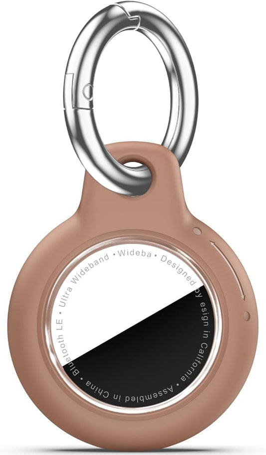 Upgrade Waterproof Airtags Holder with Apple Airtags Keychain, Hard PC Air Tag Case, Anti-Scratch & Shock Air tag Holder,Men's Women's Keyrings & Keychains, for Dog,Car Key,Luggage -Light Brown