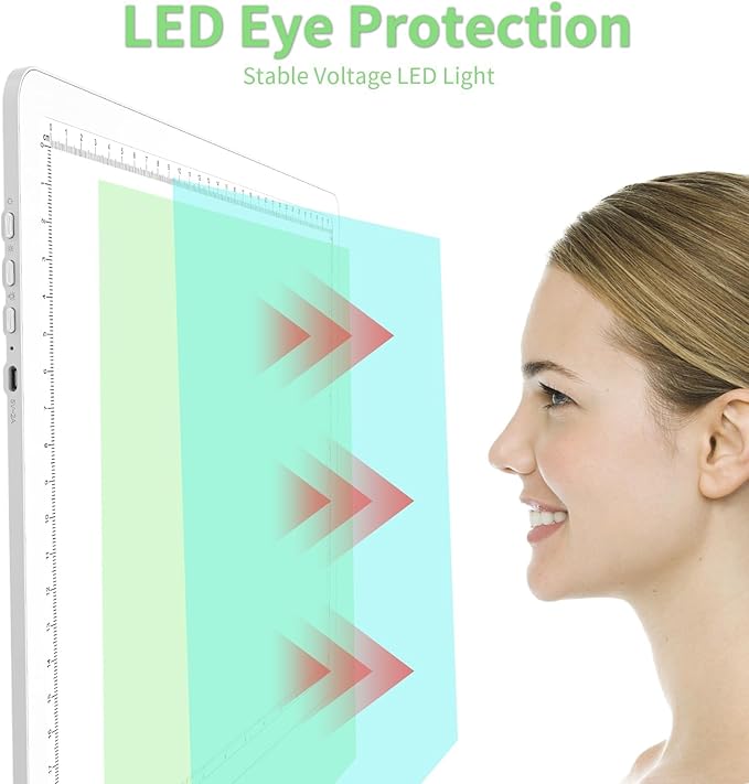 KOBAIBAN A4 Magnetic Light Box for Tracing, Rechargeable Diamond Art Light Board with Side Physical Buttons, 3 Color Light Modes Super Bright Light Pad for Diamond Painting, Weeding Vinyl (White)