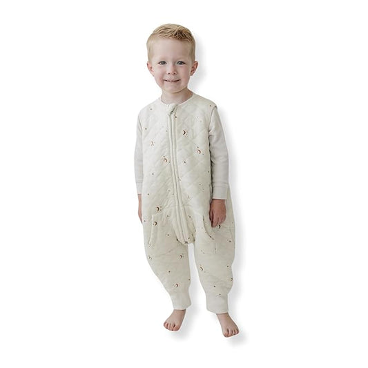 Tealbee Dreamsuit: Toddler Sleep Sack with Feet 2T-3T - 1.2 TOG All Season Baby Wearable Blanket for Walkers - Rayon made from Bamboo, Organic Cotton Sleep Bag - Moons Stars