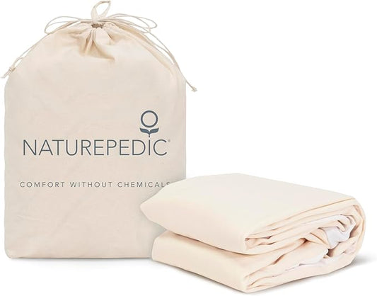 Naturepedic Organic Waterproof Mattress Protector Pad - Washable & Reusable Fitted Stretch Knit Mattress Cover - Highly Absorbent Bed Incontinence Pads - Breathable Fitted Cover for King 9"-16"