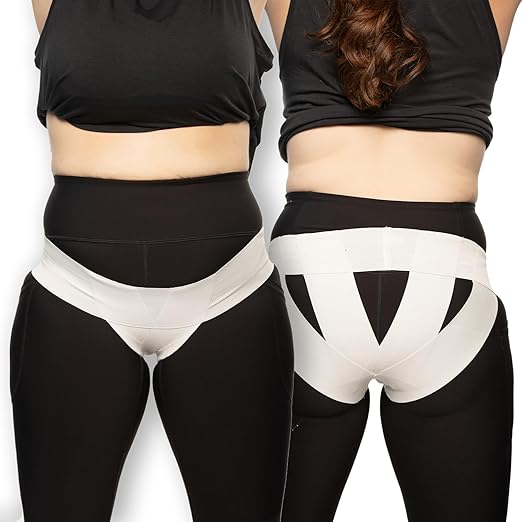 Patented Women’s Pelvic Floor Orthotic Support Belt ― Uterus Pain Relief Girdle for Prolapsed Bladder, Vulvar Varicosities, Postpartum Recovery, SPD | Low Waist - Black (XL)