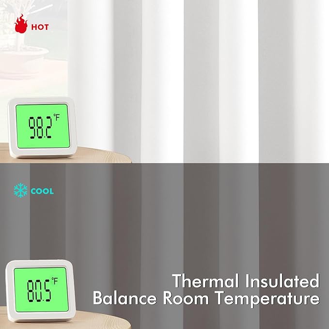 MIULEE Pure White Curtains for Bedroom Living Room 90 Inches Long 2 Panels, Thermal Insulated Room Darkening Drapes Grommet Top Noise Reducing Window Treatments 40x90 Inch