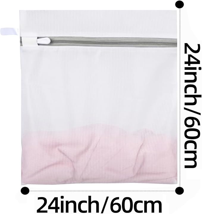 Mesh Laundry Bags, Mesh Wash Bags, Durable Mesh Structure with Strong Zipper, Suitable for Underwear, Delicate Clothes, Pants, Shoes, Socks Washing (Small Fine Mesh, X-Large 24 * 24in*4pcs)