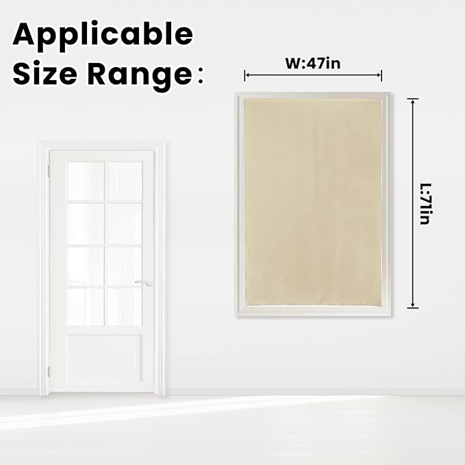 Self Adhesive Portable Blackout Curtains for Bedroom Easy to Install Window Thermal Lnsulated Kitchen Room Darkening Small Window Curtains, Cortinas Para Cuarto, 47"W X 71"L, Beige, 1 Panel