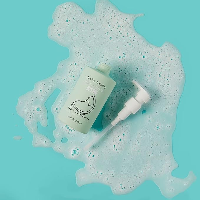 Dabble & Dollop Honeydew Melon + Vanilla Body Wash & Shampoo – 3-in-1 Natural Bubble Bath for Kids, Made in USA, No Parabens or Sulfates, Vegan, Gluten-Free, Tear-Free (2-Pack)