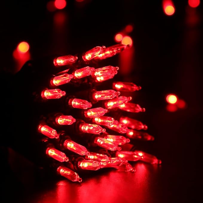 Brizled Red Christmas Lights, 33ft 100 LED Connectable Christmas String Light, 120V UL Certified LED Light String for Indoor & Outdoor, Xmas Tree, Garden, Party and Holiday Decoration