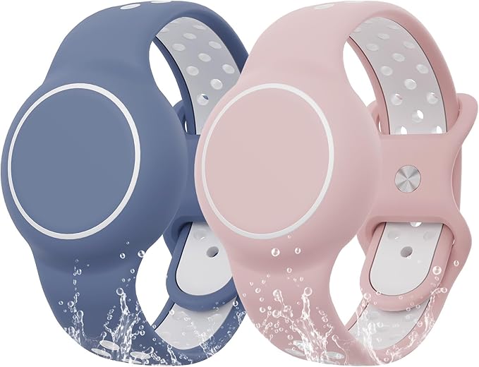 Waterproof Bracelet Compatible with AirTag for Kids (2 Pack), Protective Case GPS Tracker Holder for Child with Full Coverage Hidden Design, Soft Silicone Anti-Lost Wristband Cover for Toddler BWPW