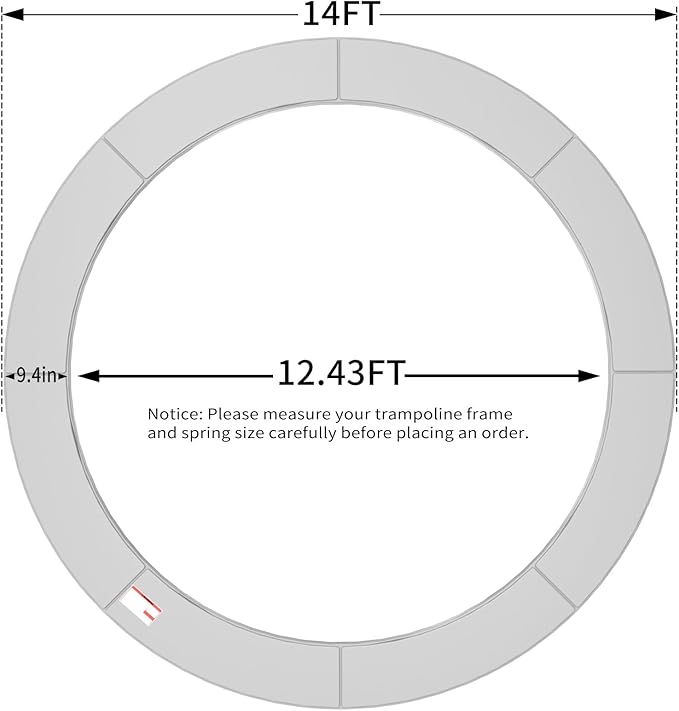 16FT/15FT/14FT/12FT/10FT Trampoline Safety Pad Replacement, Round Trampoline Spring Protection Cover, Fits 16FT/15FT/14FT/12FT/10FT Frames, Water-Resistant Trampoline Accessories