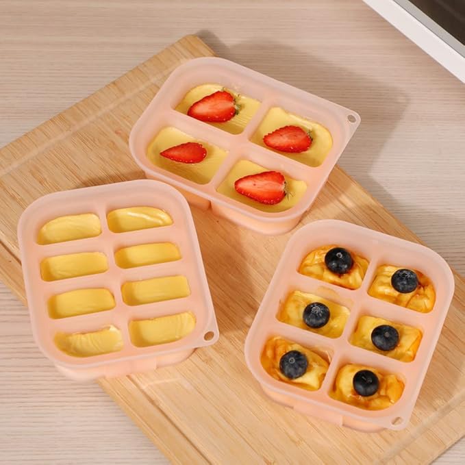 haakaa Silicone Baby Food Tray - Breastmilk Homemade Baby Food Mold - Baby Fresh Food Freezer Tray - Ice Cube Tray - - 4m+ Baby Toddler Kid - Blush