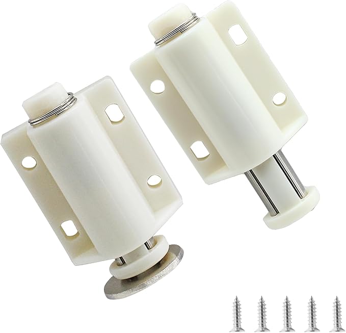 2 Pack Magnetic Touch Latch, Cabinet Push Open Catches Magnet Push Release Latches Hardware for Kitchen Cabinet Drawer Cupboard Closet Door (White)